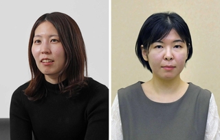 福間香奈女流王位（左）と伊藤沙恵女流四段（右）
