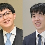 藤井聡太王位（右）と永瀬拓矢九段