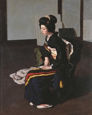 小磯良平「日本髪の娘」（１９３５年、油彩・キャンバス、韓国国立中央博物館蔵）