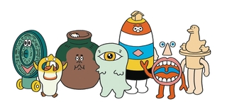 「ミュージアムのミステリー展」で名前を募集しているキャラクターたち