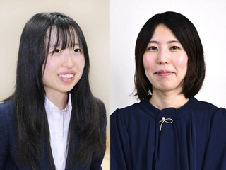 （右から）福間香奈女流王位と大島綾華女流二段