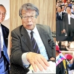 構造改革路線のキーマンたち。宮内義彦（左）、牛尾治朗（中央）、小泉純一郎（右上）、竹中平蔵の各氏