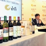 白鶴酒造への事業継承に向け、協議が始まった神戸ワイン。今年中の継承を目指すという＝15日午後、神戸市役所