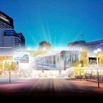 神戸ー大阪鉄道開業１５０周年を記念し、神戸駅で行うプロジェクションマッピングのイメージ（ＪＲ西日本提供）