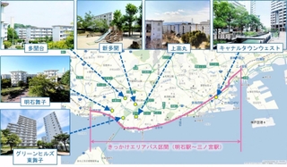 「きっかけエリアパス」第２弾対象の６団地を示した地図（都市再生機構提供）