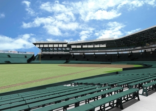 「銀傘」をアルプス席まで拡張した甲子園球場のイメージ（阪神電気鉄道提供）