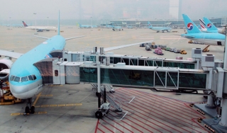 仁川国際空港に駐機する大韓航空の旅客機＝５月、韓国・仁川広域市