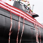 進水した潜水艦「ちょうげい」＝神戸市兵庫区和田崎町１