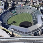 使用電力を実質再生可能エネルギー１００％とすることが発表された甲子園球場＝西宮市甲子園町（阪神電気鉄道提供）