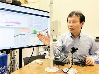 人流データを活用したサービスを展開するセンサーズ・アンド・ワークスの堀江聡社長＝神戸市兵庫区和田山通１