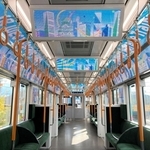 ＪＲ西日本が来年３月１５日～１０月１３日に運行する「エキスポライナー」の車両内部（同社提供）