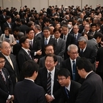 兵庫県内政財界のトップらが集った合同祝賀会＝神戸市中央区港島中町６、神戸ポートピアホテル（撮影・大田将之）
