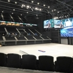 スポーツや音楽イベントが予定されているジーライオンアリーナ神戸＝３日午後、神戸市中央区新港町（撮影・笠原次郎）
