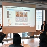 セミナーに登壇した（左から）川崎重工業の寺井昭平さんと日本ノーリフト協会の保田淳子代表理事、ディアージュ神戸の中尾美隆副支配人＝神戸市中央区加納町４