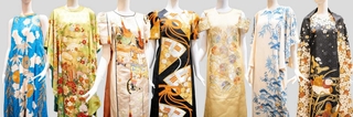 パソナグループのパビリオンで使われたＶＩＰ接客用ドレス。西陣織や友禅染などの生地を使った（同社提供）