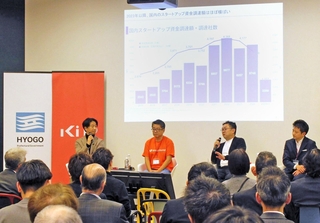 スタートアップの成長や日本の投資環境について、起業家や投資家らが意見交換した＝神戸市中央区浪花町、起業プラザひょうご