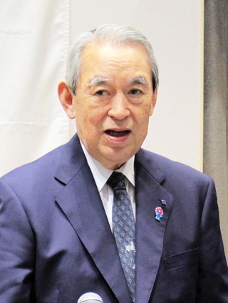 誘致段階から関わった大阪・関西万博について語る関西経済連合会の松本正義会長＝大阪市中央区難波４