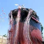 川崎重工業神戸工場で最後の建造となったばら積み運搬船の進水式＝２０１８年、神戸市中央区東川崎町３