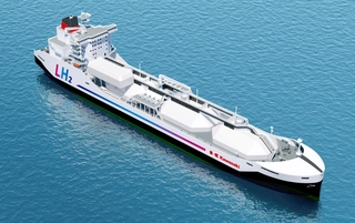 液化水素運搬船のイメージ図（川崎重工業提供）