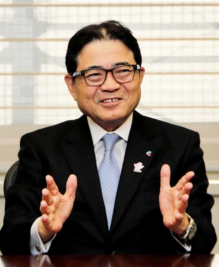 神戸空港の今後の戦略などを語る関西エアポート神戸の山谷佳之社長＝大阪府泉佐野市、関西エアポート