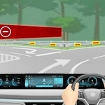 走行中のドライバーの前に進入禁止の警告を出現させ、逆走を防ぐイメージ図（三菱電機提供）