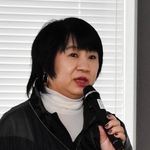 女性リーダーを育てる企業の取り組みなどを語る三菱電機上席執行役員の竹内敏恵さん＝神戸市中央区加納町４、アンカー神戸