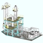 木村化工機がバイオエタノール製造過程への導入を提案する「ヒートポンプ式バイオエタノール蒸留装置」のイメージ図