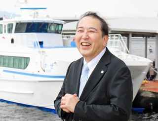 「神戸ー関空ベイ・シャトル」運営会社の藤原政幸社長＝神戸市中央区神戸空港