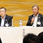 ものづくり企業の経営について語る兵庫工業会副会長の吉井満隆氏（右）と金井宏彰氏＝神戸市中央区中山手通４