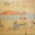 討伐のため鬼を酔わせる様子などが描かれた「大江山鬼賊退治絵巻」＝川西市多田院多田所町、多田神社