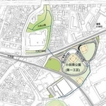 尼崎市が一体整備を検討している小田南公園周辺のエリア（市提供）