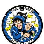 人気漫画「落第忍者乱太郎」のキャラクターがデザインされたマンホールふた＝尼崎市東七松町２、市上下水道庁舎