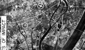尼崎市域への攻撃中心地点を示した米軍文書「作戦任務報告」（国立国会図書館デジタルコレクションより）