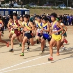 号砲に合わせ、一斉にスタートを切る選手たち＝西宮市内の武庫川河川敷