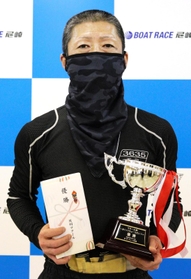 優勝戦１位の石田政吾選手。「モーターとの相性が良かった。（１コースで）恵まれたレースだった」＝ボートレース尼崎