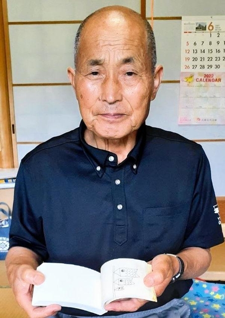 上野志乃さんが生前に創作したパラパラ絵本を寄贈した政志さん