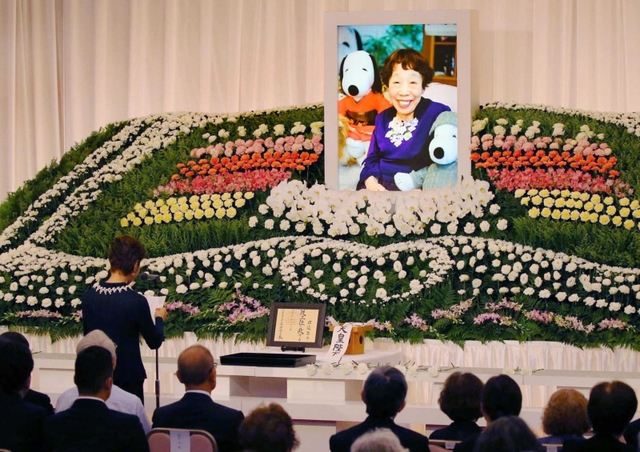 作家田辺聖子さんの「お別れの会」＝２０１９年８月、伊丹シティホテル