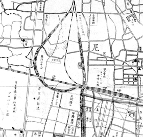 昭和１０年代に作成された「尼崎警察署管内地図」。中央下に「尼崎精工」の文字が見える（尼崎市立地域研究史料館提供） 