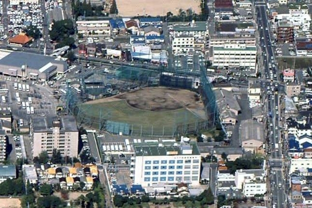 １９９０年ごろの浜田球場周辺（尼崎市提供）