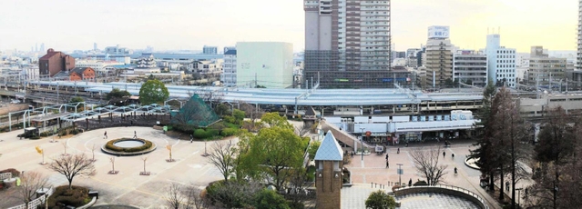 にぎわい創出が本格化する阪神尼崎駅周辺＝ワイズホテル阪神尼崎駅前９階から