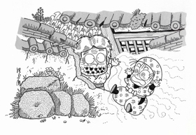 尼子騒兵衛さんが描いた砂かけ婆（「ニューひょうごNo.３２７」より） 