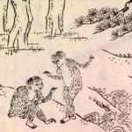 江戸時代中期に大坂の浮世絵師・長谷川光信による「日本山海名物図会」に描かれた「カワタロウ」。体毛に覆われている（国際日本文化研究センター提供）
