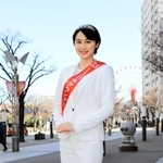 ミス日本グランプリに輝いた芦屋市出身で関西学院大の吉岡恵麻さん＝神戸市中央区東川崎町１