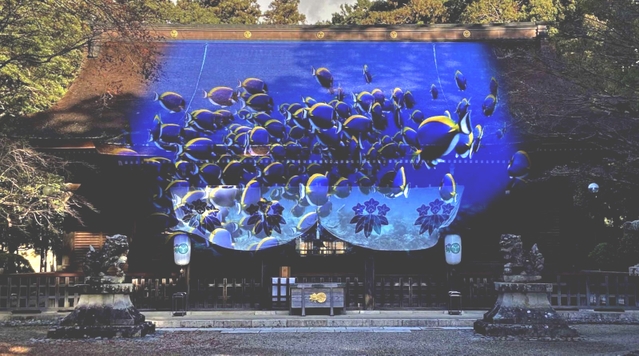 多田神社で行われるプロジェクションマッピングのイメージ図