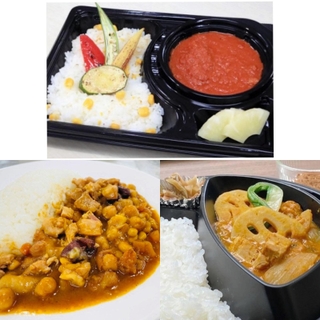 大阪青山大（上）／甲子園大（左下）／神戸松蔭女子学院大（右下）のオリジナルカレー＝提供