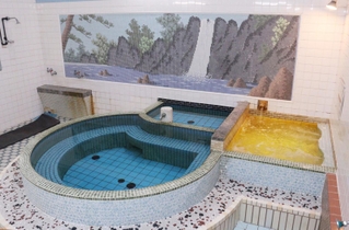 浴室をタイル絵が彩る＝尼崎市杭瀬本町１、第一敷島湯