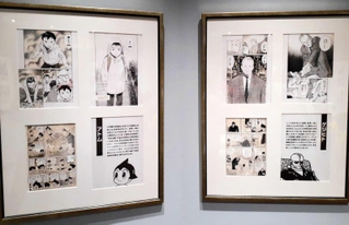 それぞれの直筆原稿が対比展示され、アトムなど登場人物の描かれ方の違いが楽しめる＝宝塚市立手塚治虫記念館