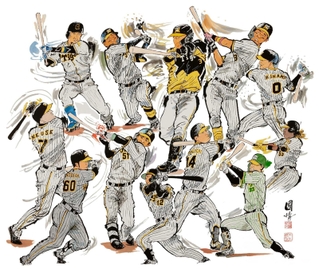 ３８年ぶりの日本一を成し遂げた打撃陣のイラスト