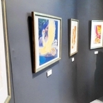 会場に展示された「火の鳥」のイラスト＝宝塚市武庫川町、市立手塚治虫記念館