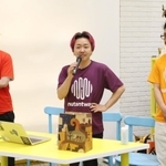 自身の経験などを語る「ミュータントウェーブ。」の（左から）山本朝陽さん、大嶋悠生さん、大川政美さん＝尼崎市潮江１